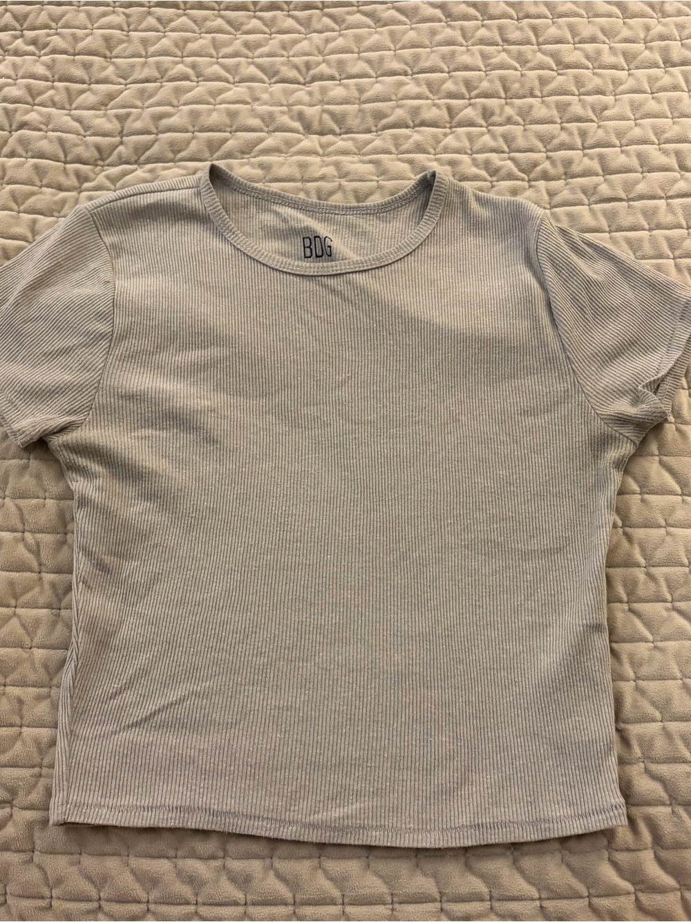 BDG light grey ribbed Short Sleeve Top